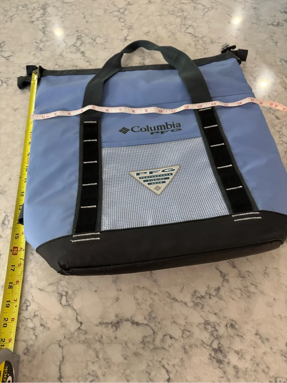 Columbia PFG Light Blue and Black insulated roll top cooler Tote Bag NWOT